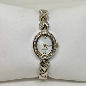 Geneva women gold silver tone watch quartz analog 20mm  mop size 7” running